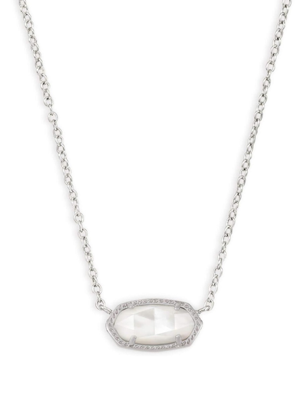 NWT Kendra Scott Elisa Silver Pendant Necklace in Ivory Mother-of-Pearl